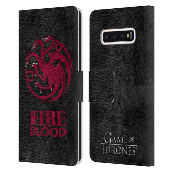 HBO Game of Thrones Dark Distressed Look Sigils Targaryen Leather Book Wallet Case Cover For Samsung Galaxy S10