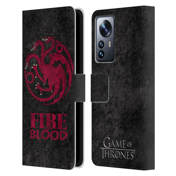 HBO Game of Thrones Dark Distressed Look Sigils Targaryen Leather Book Wallet Case Cover For Xiaomi 12 Pro