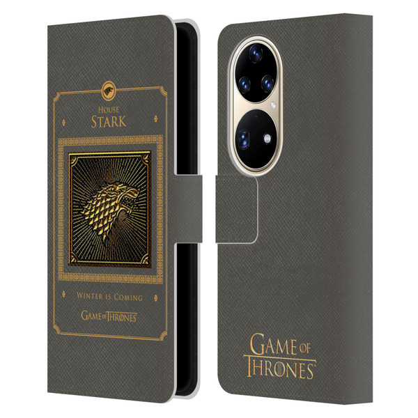 HBO Game of Thrones Golden Sigils Stark Border Leather Book Wallet Case Cover For Huawei P50 Pro