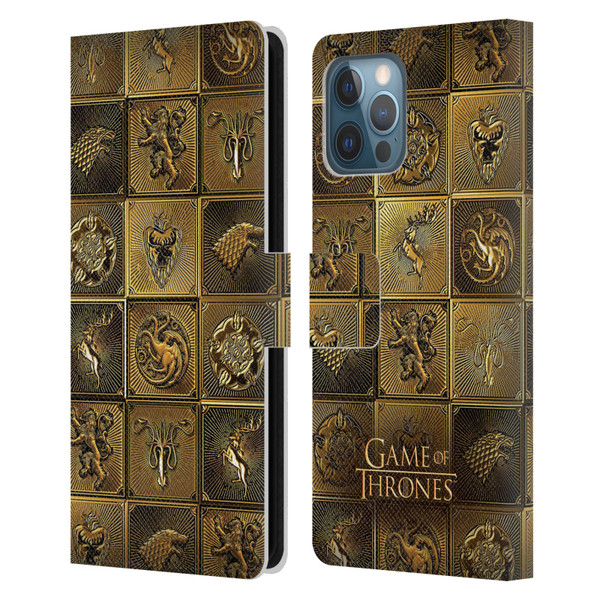 HBO Game of Thrones Golden Sigils All Houses Leather Book Wallet Case Cover For Apple iPhone 12 Pro Max