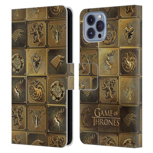 HBO Game of Thrones Golden Sigils All Houses Leather Book Wallet Case Cover For Apple iPhone 14