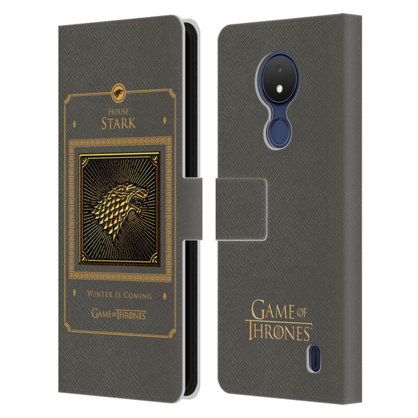HBO Game of Thrones Golden Sigils Stark Border Leather Book Wallet Case Cover For Nokia C21
