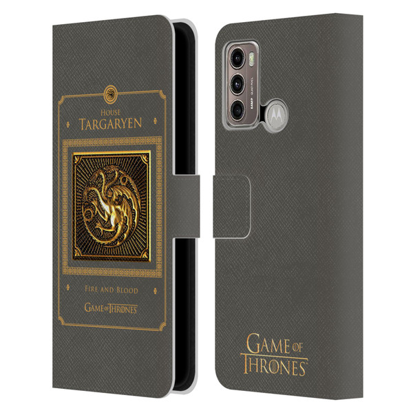 HBO Game of Thrones Golden Sigils Targaryen Border Leather Book Wallet Case Cover For Motorola Moto G60 / Moto G40 Fusion