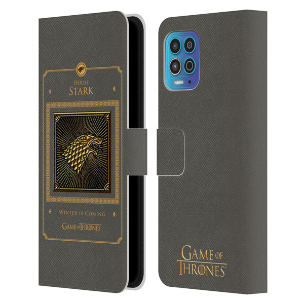 HBO Game of Thrones Golden Sigils Stark Border Leather Book Wallet Case Cover For Motorola Moto G100
