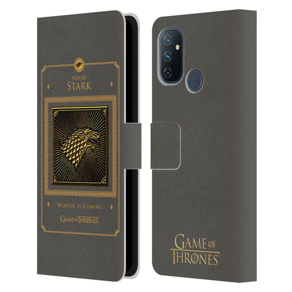 HBO Game of Thrones Golden Sigils Stark Border Leather Book Wallet Case Cover For OnePlus Nord N100