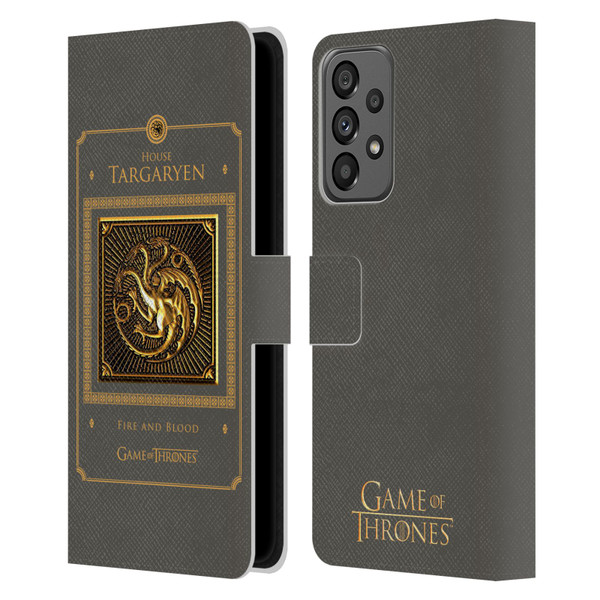 HBO Game of Thrones Golden Sigils Targaryen Border Leather Book Wallet Case Cover For Samsung Galaxy A73 5G (2022)