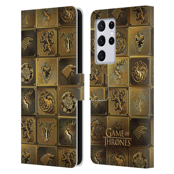 HBO Game of Thrones Golden Sigils All Houses Leather Book Wallet Case Cover For Samsung Galaxy S21 Ultra 5G