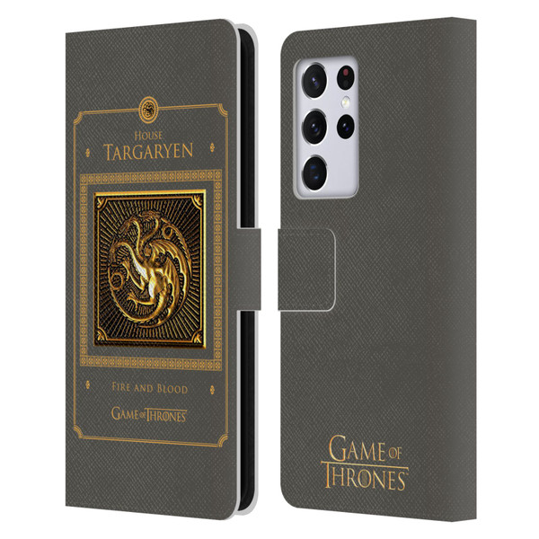HBO Game of Thrones Golden Sigils Targaryen Border Leather Book Wallet Case Cover For Samsung Galaxy S21 Ultra 5G