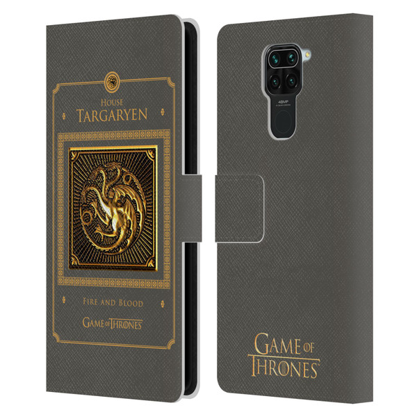 HBO Game of Thrones Golden Sigils Targaryen Border Leather Book Wallet Case Cover For Xiaomi Redmi Note 9 / Redmi 10X 4G