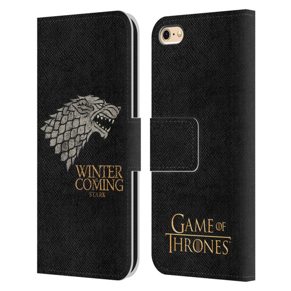 HBO Game of Thrones House Mottos Stark Leather Book Wallet Case Cover For Apple iPhone 6 / iPhone 6s