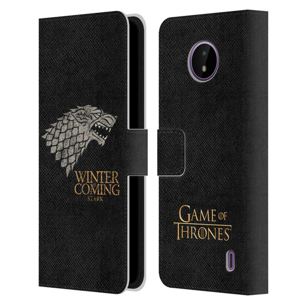 HBO Game of Thrones House Mottos Stark Leather Book Wallet Case Cover For Nokia C10 / C20