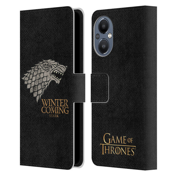 HBO Game of Thrones House Mottos Stark Leather Book Wallet Case Cover For OnePlus Nord N20 5G