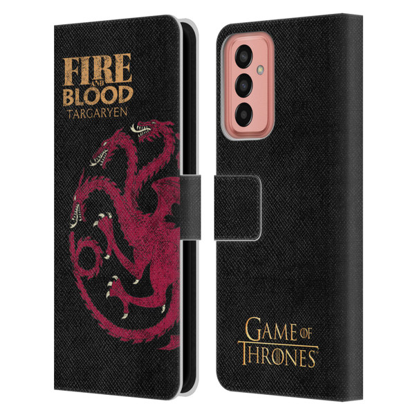 HBO Game of Thrones House Mottos Targaryen Leather Book Wallet Case Cover For Samsung Galaxy M13 (2022)