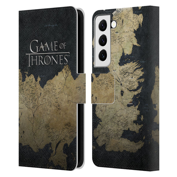 HBO Game of Thrones Key Art Westeros Map Leather Book Wallet Case Cover For Samsung Galaxy S22 5G