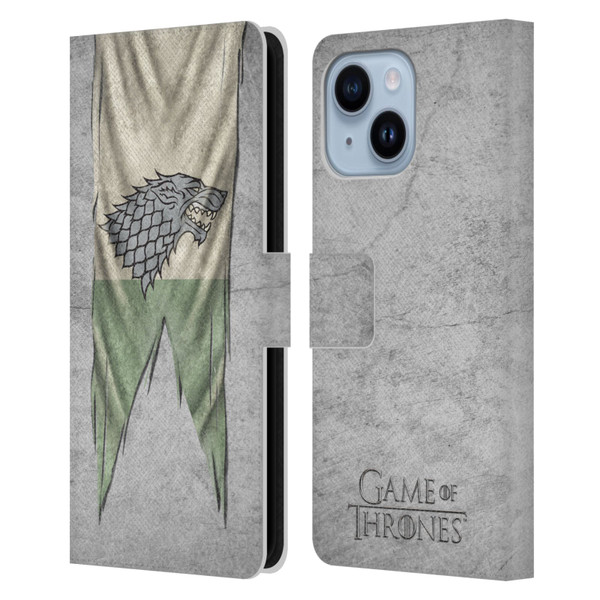 HBO Game of Thrones Sigil Flags Stark Leather Book Wallet Case Cover For Apple iPhone 14 Plus
