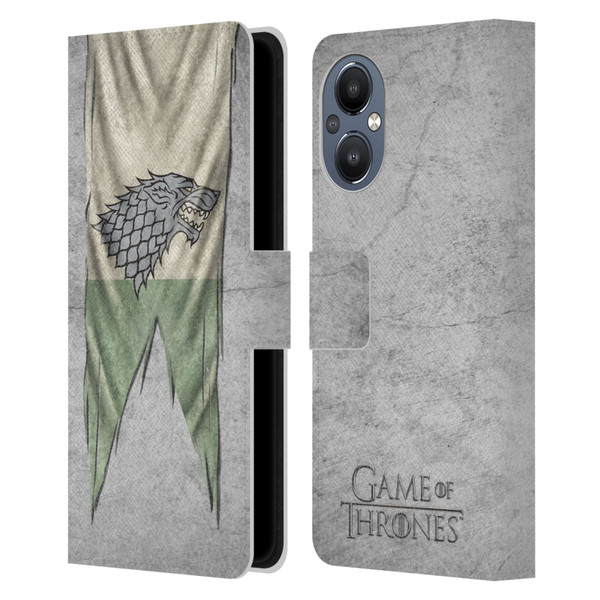HBO Game of Thrones Sigil Flags Stark Leather Book Wallet Case Cover For OnePlus Nord N20 5G