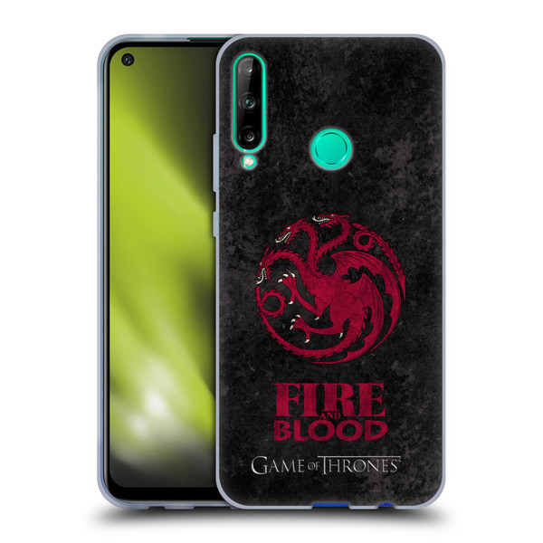 HBO Game of Thrones Dark Distressed Look Sigils Targaryen Soft Gel Case for Huawei P40 lite E