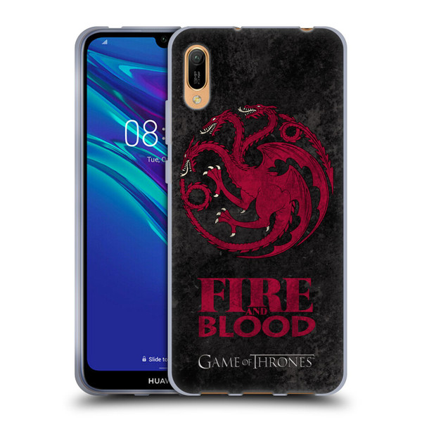 HBO Game of Thrones Dark Distressed Look Sigils Targaryen Soft Gel Case for Huawei Y6 Pro (2019)