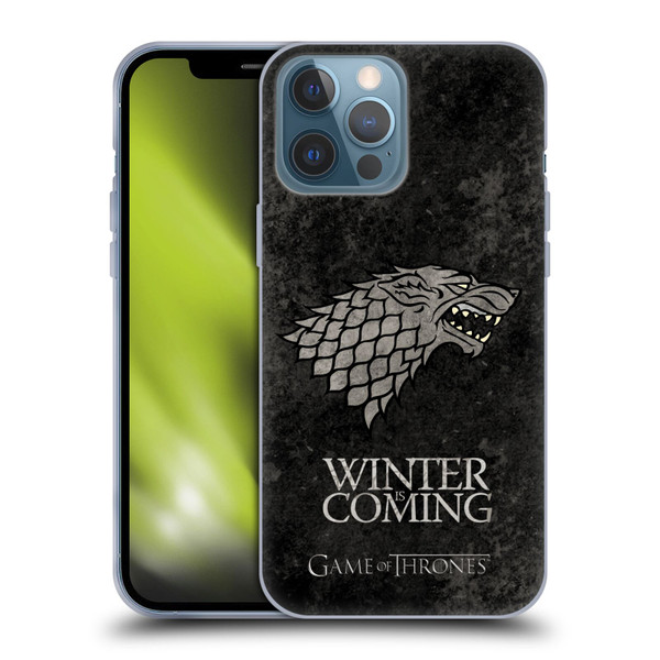 HBO Game of Thrones Dark Distressed Look Sigils Stark Soft Gel Case for Apple iPhone 13 Pro Max