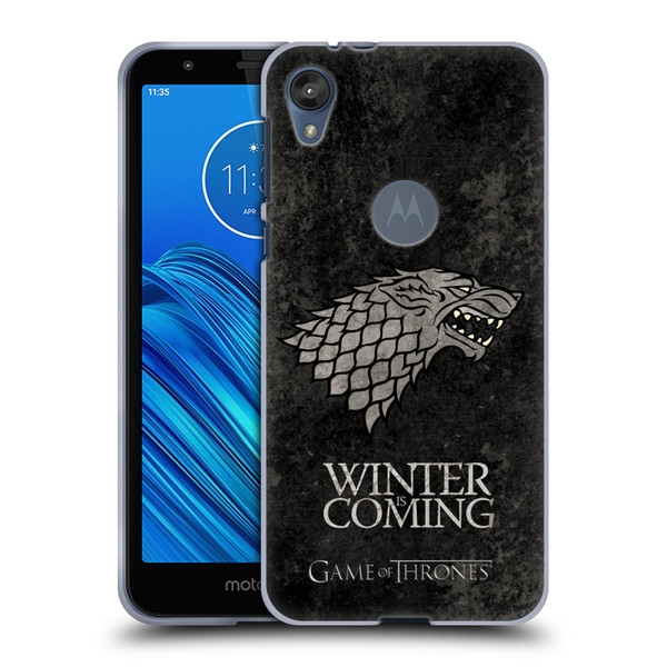HBO Game of Thrones Dark Distressed Look Sigils Stark Soft Gel Case for Motorola Moto E6