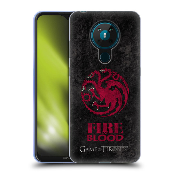 HBO Game of Thrones Dark Distressed Look Sigils Targaryen Soft Gel Case for Nokia 5.3