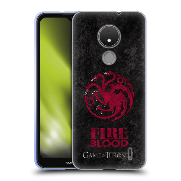 HBO Game of Thrones Dark Distressed Look Sigils Targaryen Soft Gel Case for Nokia C21