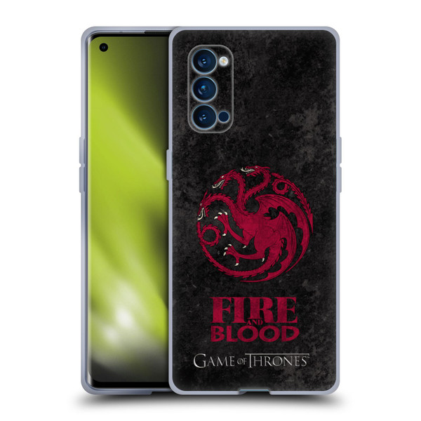 HBO Game of Thrones Dark Distressed Look Sigils Targaryen Soft Gel Case for OPPO Reno 4 Pro 5G