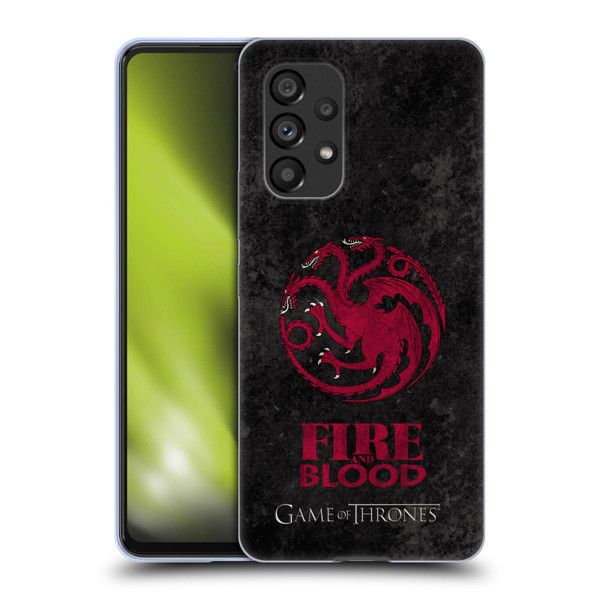 HBO Game of Thrones Dark Distressed Look Sigils Targaryen Soft Gel Case for Samsung Galaxy A53 5G (2022)
