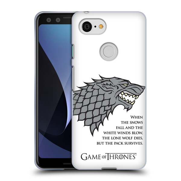 HBO Game of Thrones Graphics White Winds Soft Gel Case for Google Pixel 3