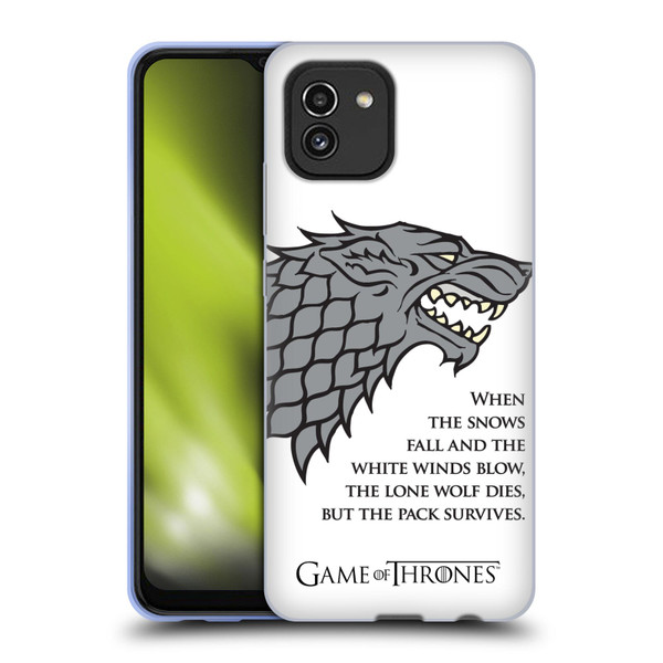 HBO Game of Thrones Graphics White Winds Soft Gel Case for Samsung Galaxy A03 (2021)