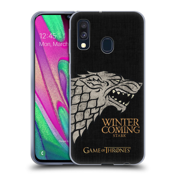 HBO Game of Thrones House Mottos Stark Soft Gel Case for Samsung Galaxy A40 (2019)
