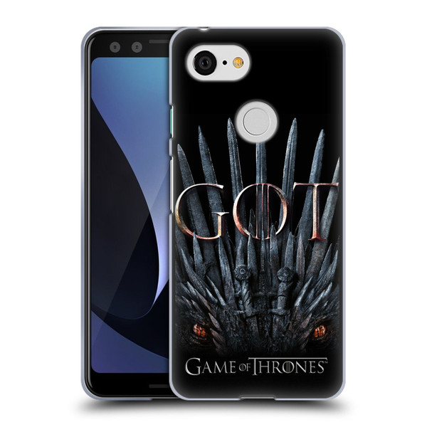 HBO Game of Thrones Season 8 Key Art Dragon Throne Soft Gel Case for Google Pixel 3