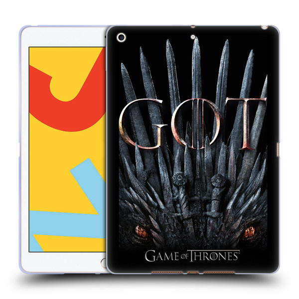 HBO Game of Thrones Season 8 Key Art Dragon Throne Soft Gel Case for Apple iPad 10.2 2019/2020/2021