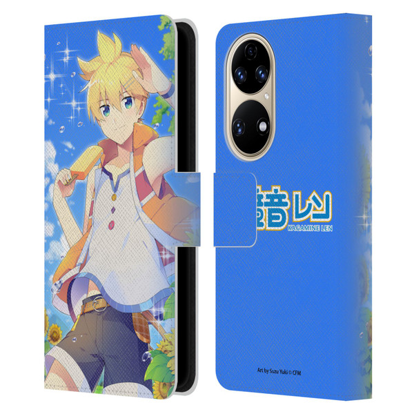 Hatsune Miku Characters Kagamine Len Leather Book Wallet Case Cover For Huawei P50