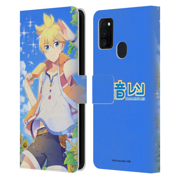Hatsune Miku Characters Kagamine Len Leather Book Wallet Case Cover For Samsung Galaxy M30s (2019)/M21 (2020)