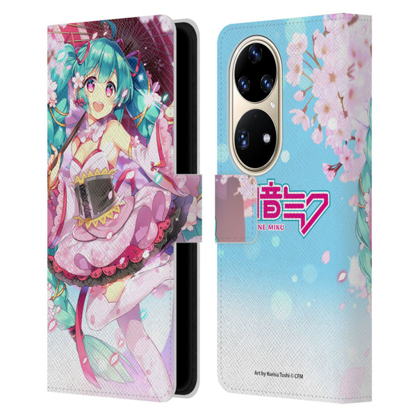 Hatsune Miku Graphics Sakura Leather Book Wallet Case Cover For Huawei P50 Pro