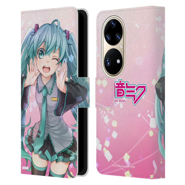 Hatsune Miku Graphics Wink Leather Book Wallet Case Cover For Huawei P50 Pro