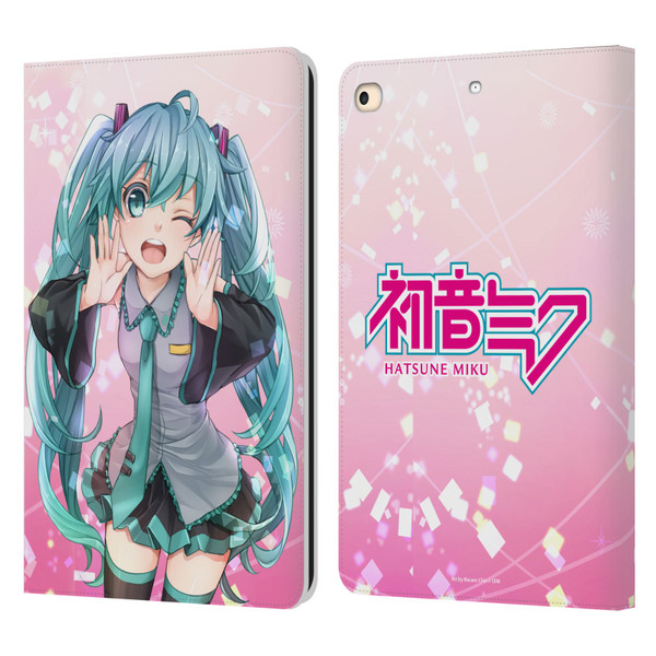 Hatsune Miku Graphics Wink Leather Book Wallet Case Cover For Apple iPad 9.7 2017 / iPad 9.7 2018