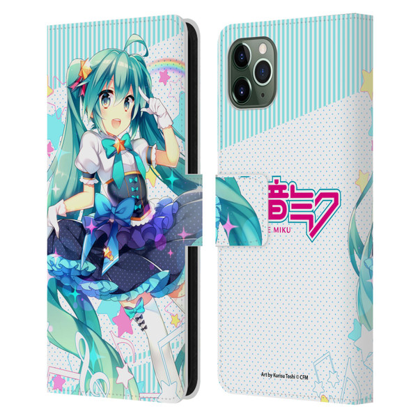 Hatsune Miku Graphics Stars And Rainbow Leather Book Wallet Case Cover For Apple iPhone 11 Pro Max