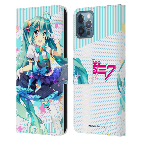 Hatsune Miku Graphics Stars And Rainbow Leather Book Wallet Case Cover For Apple iPhone 12 / iPhone 12 Pro