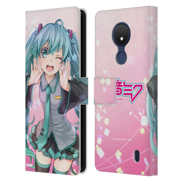 Hatsune Miku Graphics Wink Leather Book Wallet Case Cover For Nokia C21