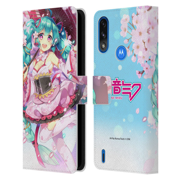 Hatsune Miku Graphics Sakura Leather Book Wallet Case Cover For Motorola Moto E7 Power / Moto E7i Power