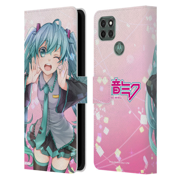 Hatsune Miku Graphics Wink Leather Book Wallet Case Cover For Motorola Moto G9 Power