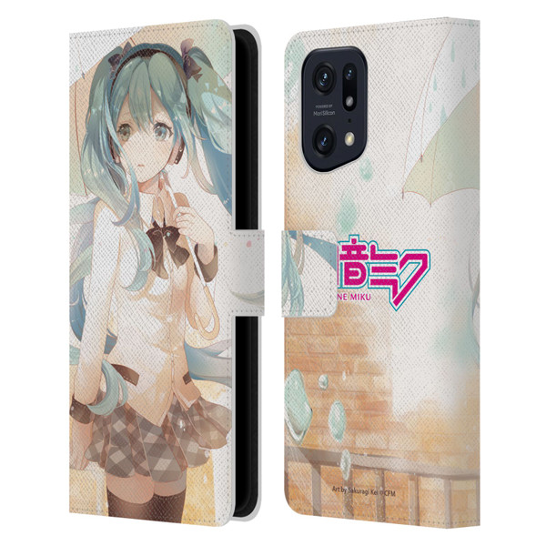 Hatsune Miku Graphics Rain Leather Book Wallet Case Cover For OPPO Find X5