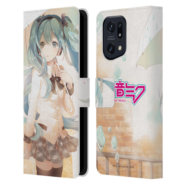 Hatsune Miku Graphics Rain Leather Book Wallet Case Cover For OPPO Find X5 Pro
