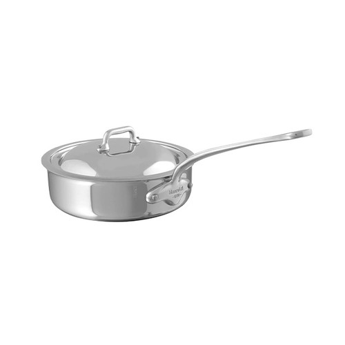 Mauviel 1830 M'Cook 5-Ply Sauté Pan With Lid, Cast Stainless Steel Handle, 3.2 Qt.