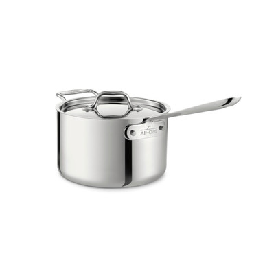 All-Clad D3 Stainless Steel 4 qt. Covered Saucepan with Handle