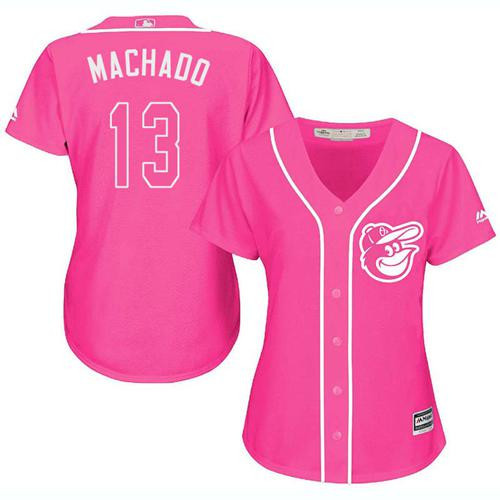 Manny Machado #13 Baltimore Orioles Womens Fashion Limited Baseball Jersey - Pink