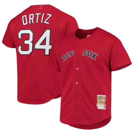 David Ortiz #34 Boston Red Sox Mitchell & Ness Cooperstown Mesh B Limited Jersey - Red