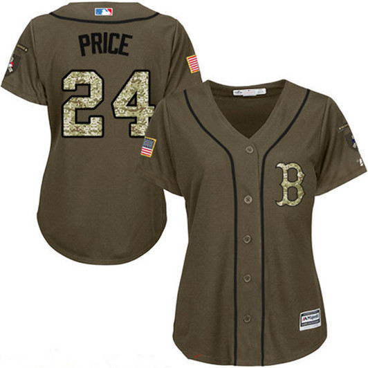 David Price #24 Boston Red Sox Majestic Womens Salute To Service Limited Cool Base Jersey - Green